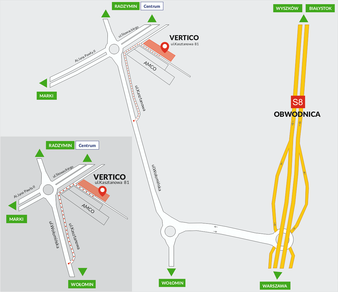 Mapka dojazdowa Vertico - Żaluzje, rolety, markizy